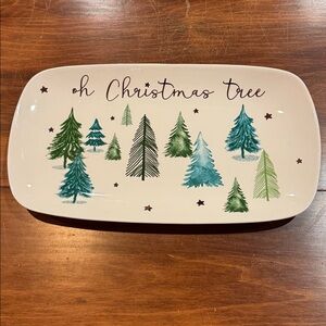 NWT Lenox Balsam Lane Hors D’oeuvre Tray   Platter Ih Christmas Tree Porcelain